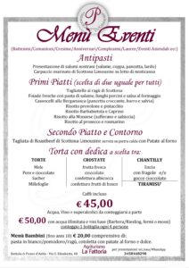 Menù Eventi 2025