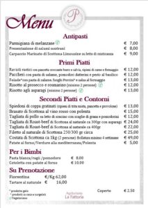 Menù alla carta primavera 2025