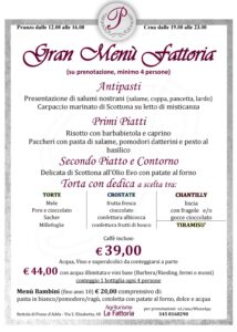 Gran Menù Fattoria Giugno