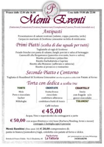 Menù Eventi