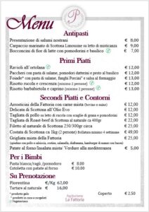 Menu alla carta